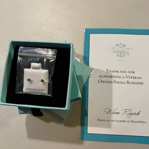 Sterling Silver Green Stud Earrings